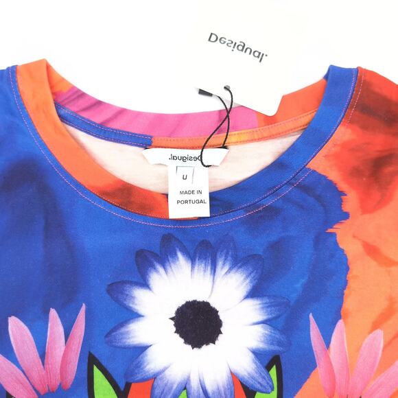 Desigual Luca Floral Mandala Unisex Orange Pink Purple Blue T-Shirt NWT- Size U - Picture 5 of 16